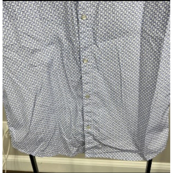 Karl Lagerfeld Button Down Shirt Size L Pearl Snap Blue White Geometric - Picture 4 of 10